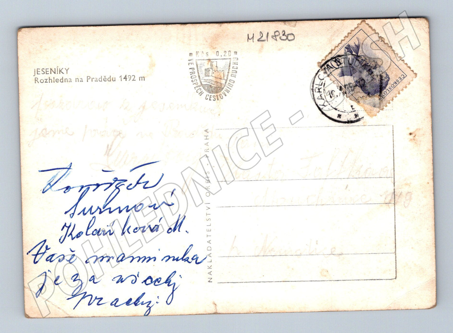 Pohlednice Jeseníky Rozhledna na Pradědu 1949 (M21830)