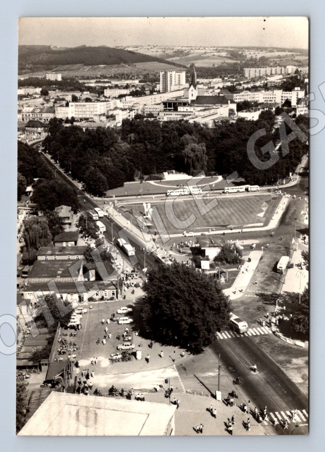 Pohlednice Gottwaldov letecký pohled parky 1967 (M21833)