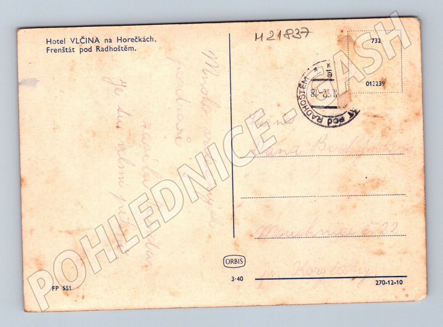 Pohlednice Frenštát pod Radhoštěm Hotel Vlčina 1940 (M21837)