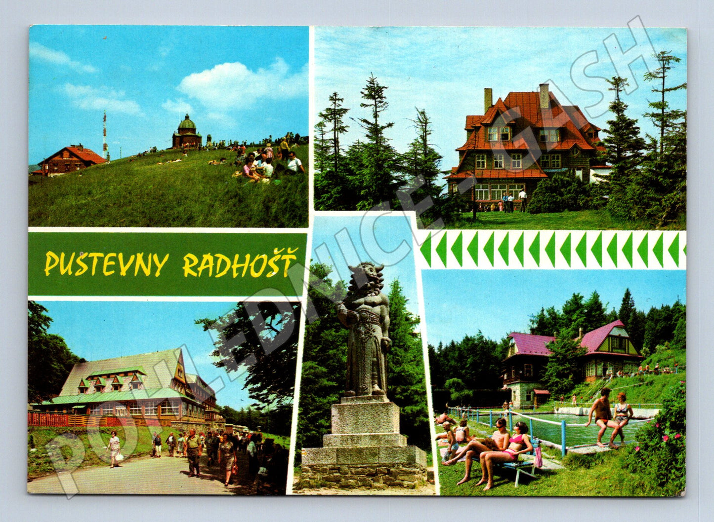 Pohlednice Pustevny Radhošť socha bazén 1973 (M21843)