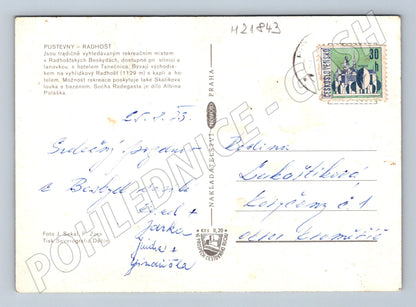 Pohlednice Pustevny Radhošť socha bazén 1973 (M21843)