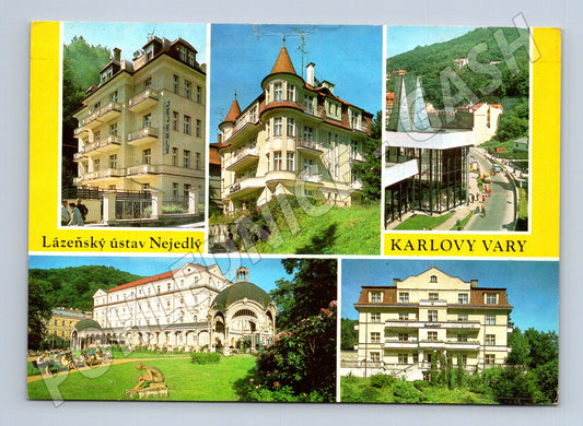 Pohlednice Karlovy Vary různé budovy 1983 (M21848)