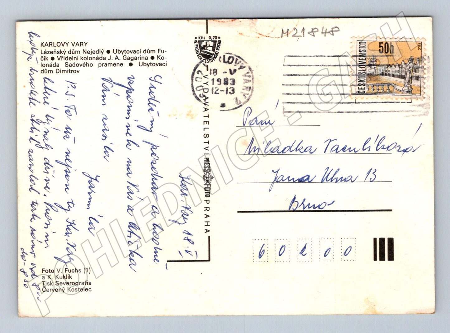 Pohlednice Karlovy Vary různé budovy 1983 (M21848)