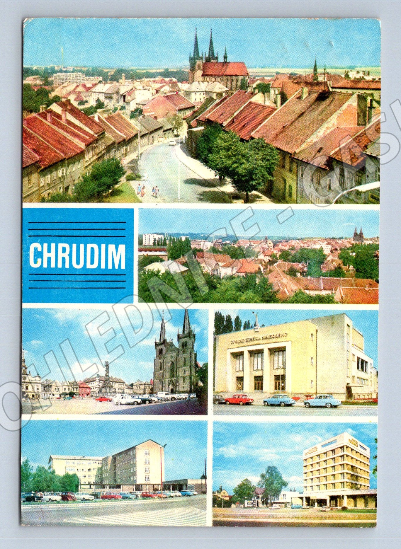 Pohlednice Chrudim multi-view 1975 (M21849)