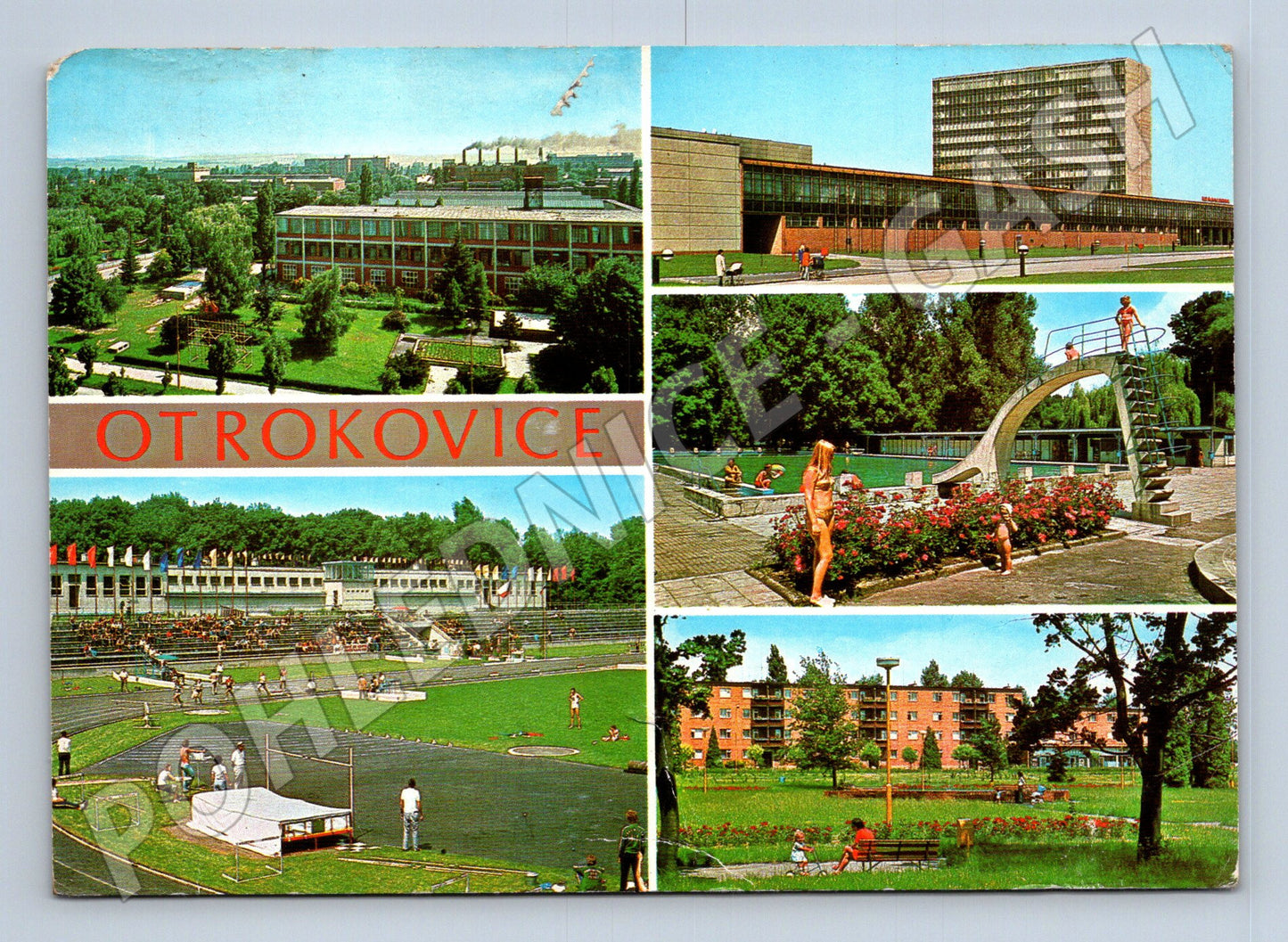 Pohlednice Otrokovice průřez městem 1976 (M21853)