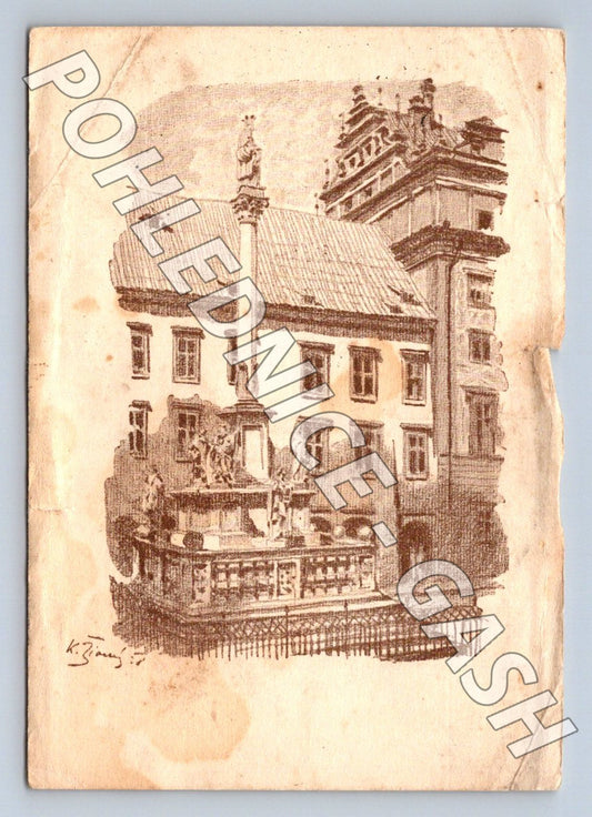 Pohlednice Plzeň morový sloup na náměstí (M2186)