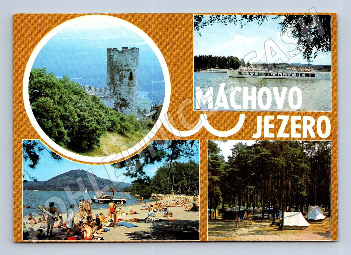 Pohlednice Máchovo jezero Bezděz pláž loď (M21867)