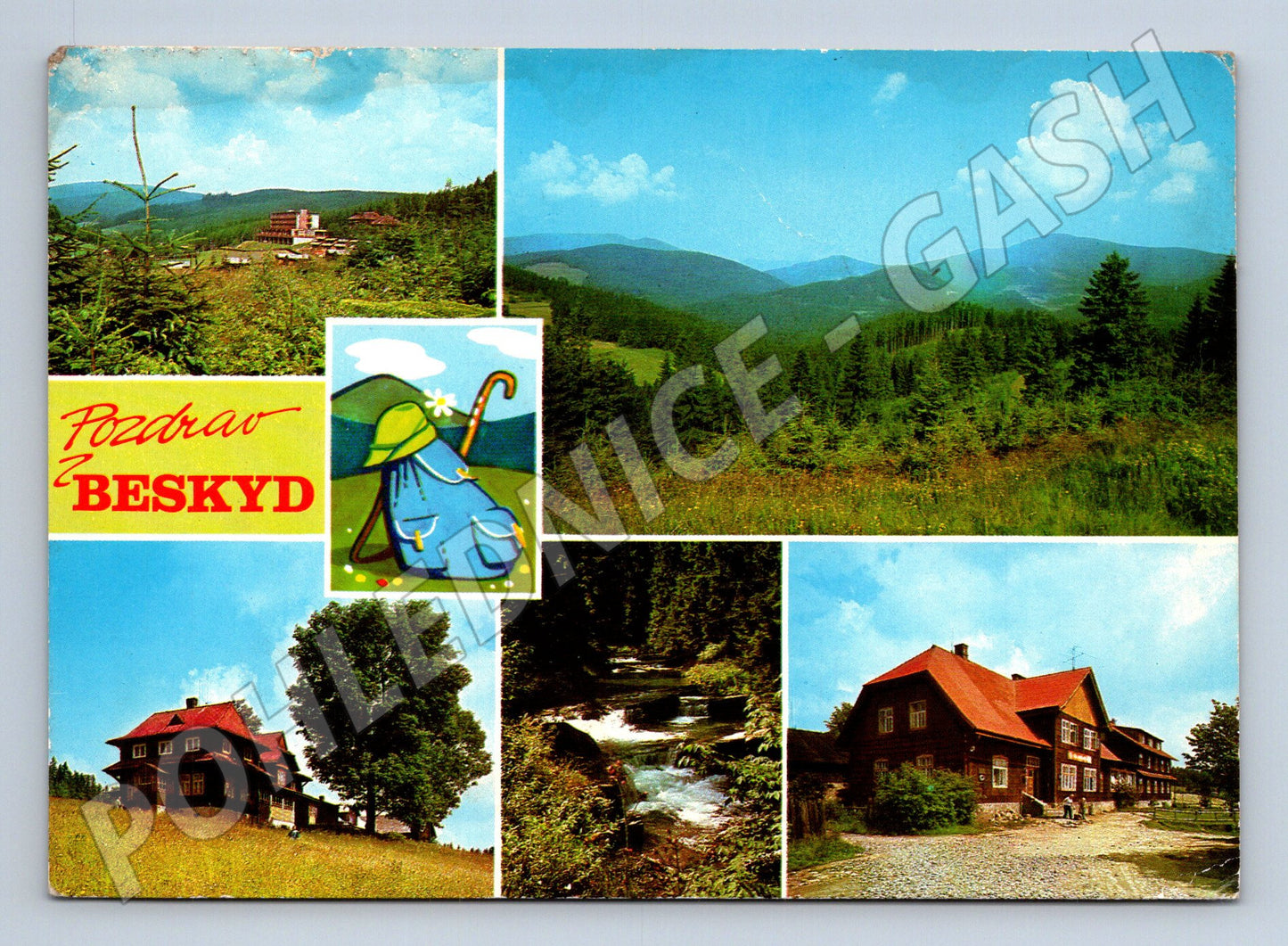 Pohlednice Beskydy koláž krajina a hotely 1978 (M21879)