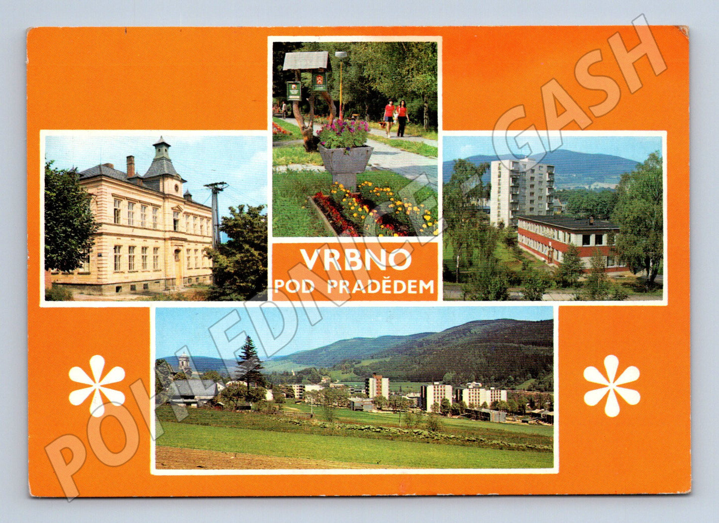 Pohlednice Vrbno pod Pradědem koláž záběrů města (M21883)