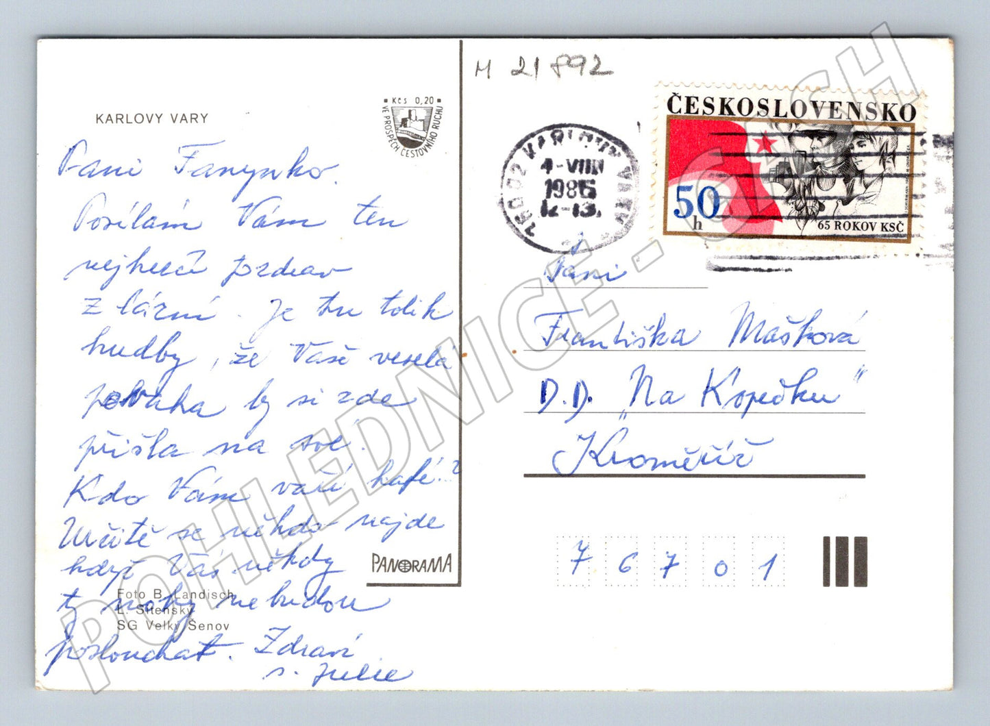Pohlednice Karlovy Vary koláž 1986 (M21892)