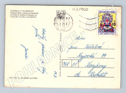 Pohlednice Olomouc radnice, památník, Flora 1970 (M21900)
