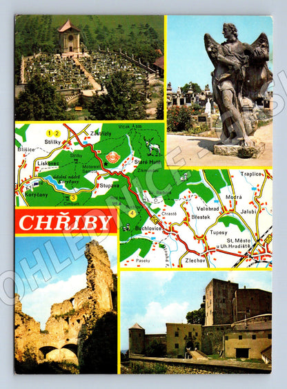 Pohlednice Chřiby s mapou a památkami (M21906)