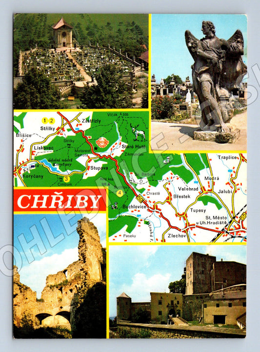 Pohlednice Chřiby s mapou a památkami (M21906)