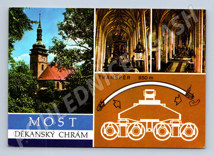 Pohlednice Most Děkanský chrám přesun 1970s (M21907)