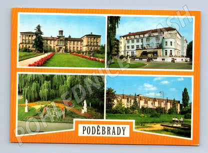 Pohlednice Poděbrady lázeňské budovy hodiny 1978 (M21918)