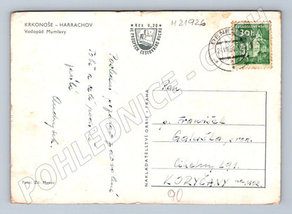 Pohlednice Krkonoše Harrachov Vodopád Mumlavy 1960 (M21926)
