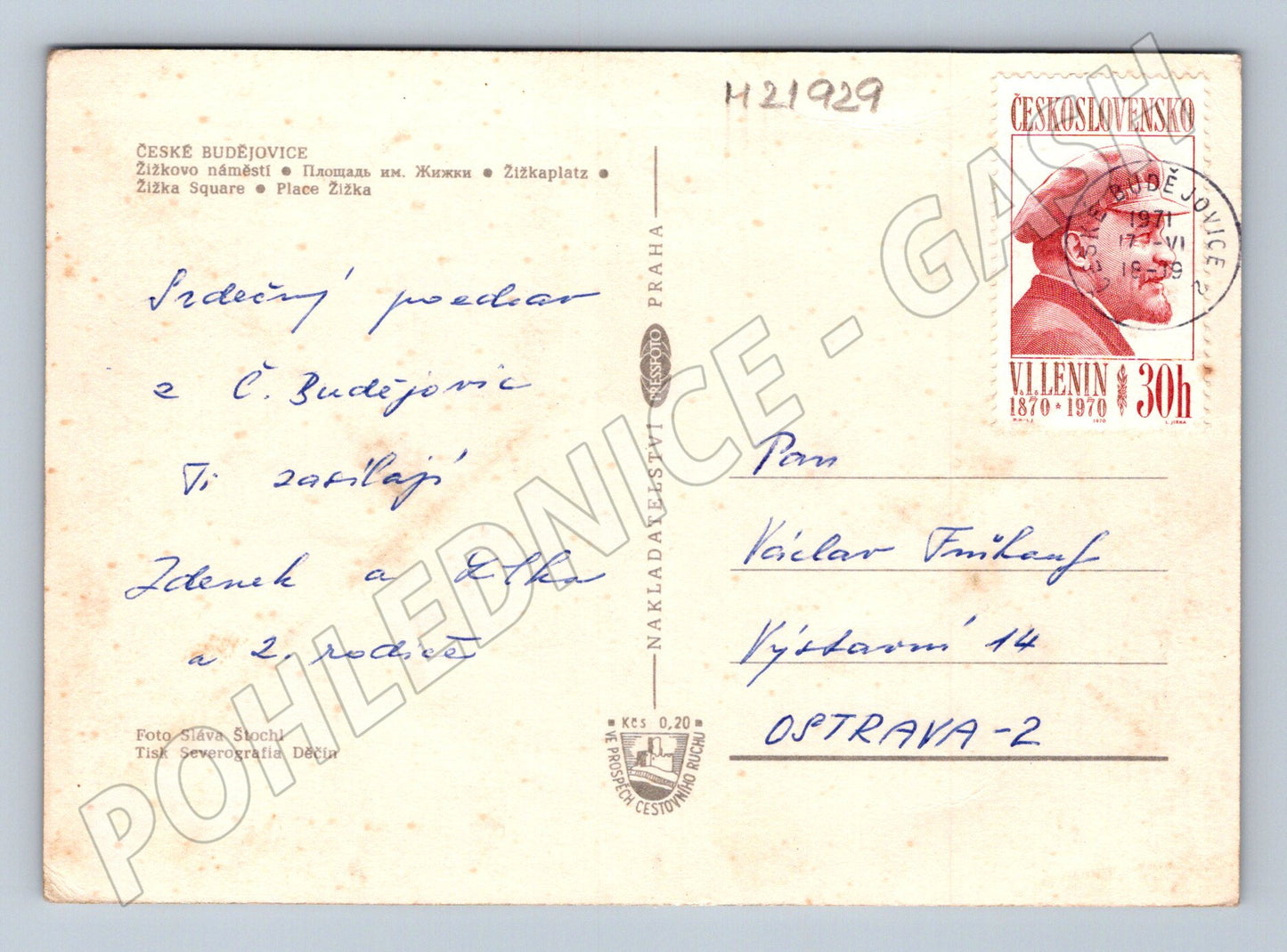 Pohlednice České Budějovice Žižkovo náměstí 1970 (M21929)
