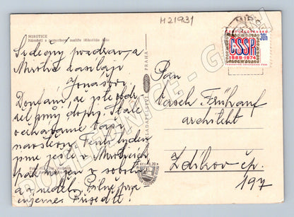 Pohlednice Mirotice náměstí s pomníkem Mikoláše Alše 197x (M21931)