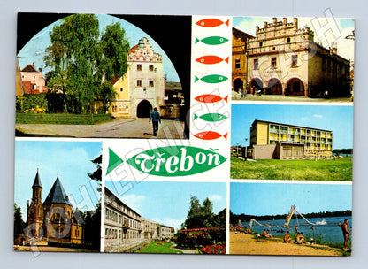 Pohlednice Třeboň koláž míst a památek 1974 (M21935)