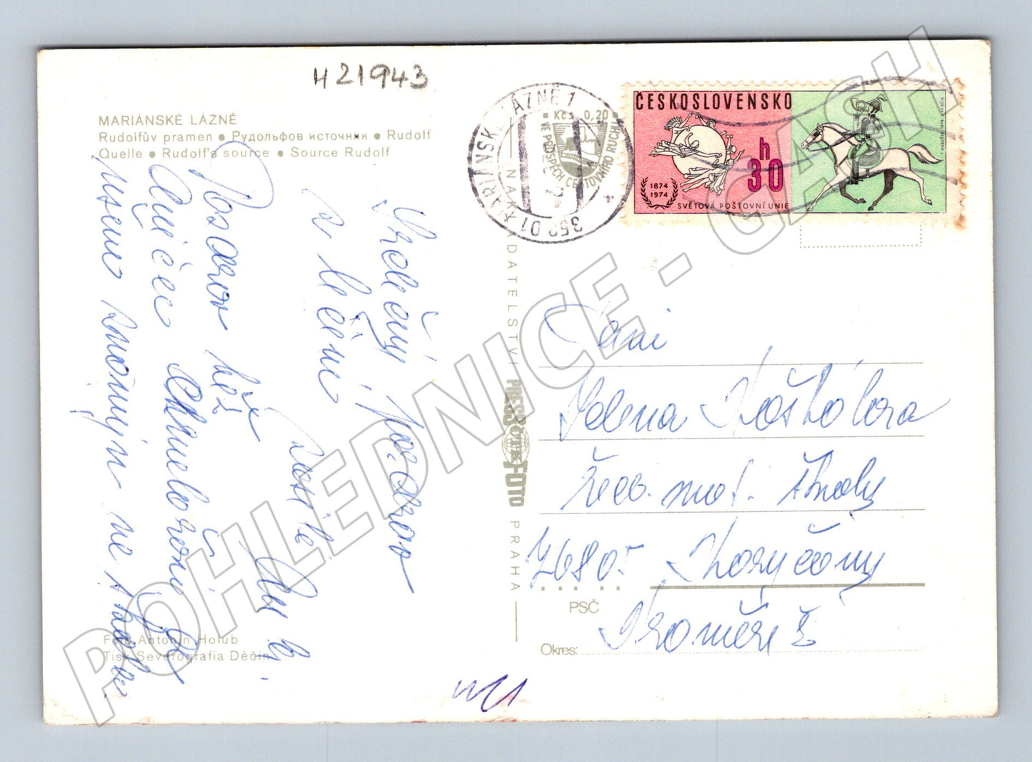 Pohlednice Mariánské Lázně Rudolfův pramen 1975 (M21943)