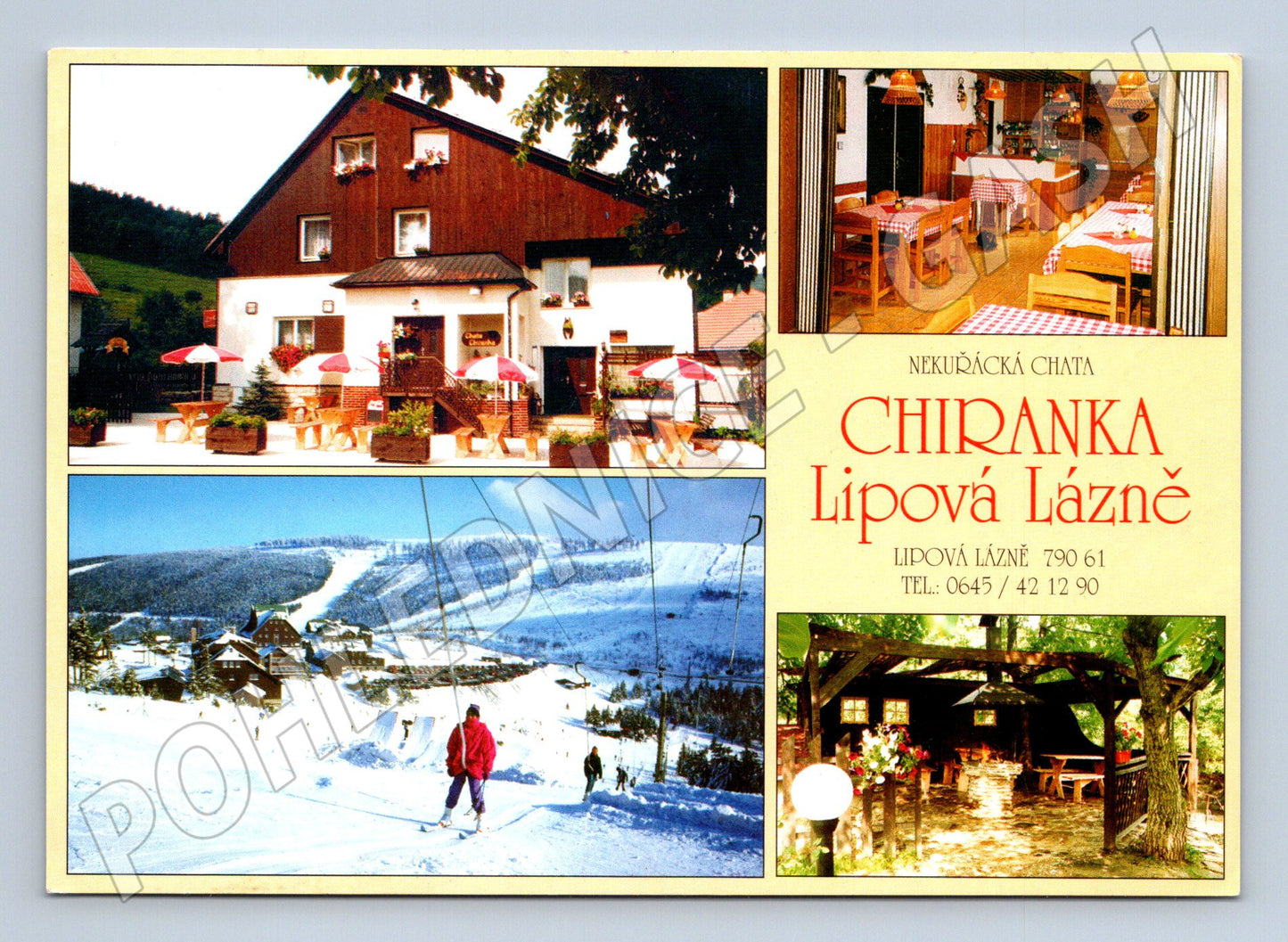 Pohlednice Lipová Lázně Chata Chiranka lyžování 1999 (M21948)
