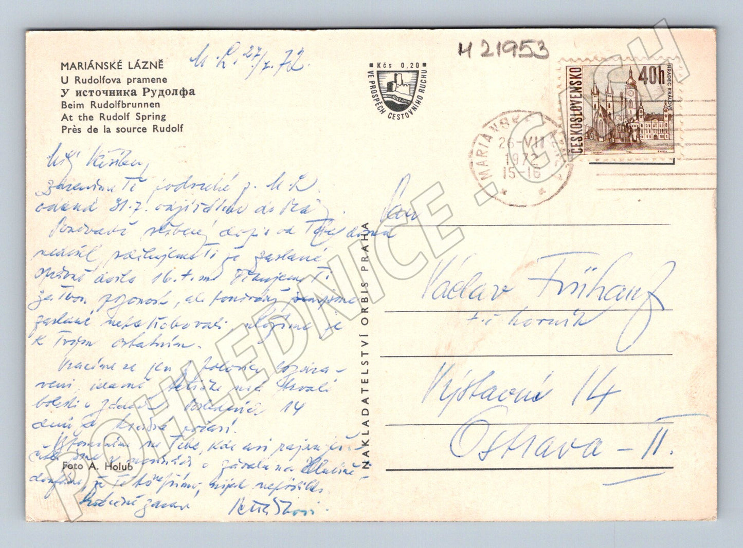 Pohlednice Mariánské Lázně Rudolfův pramen 1972 (M21953)