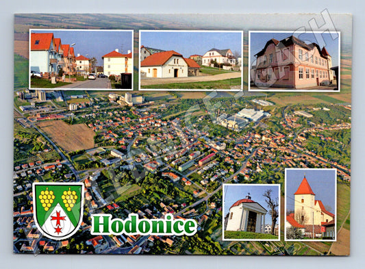 Pohlednice Hodonice letecký pohled a dominanty (M21967)
