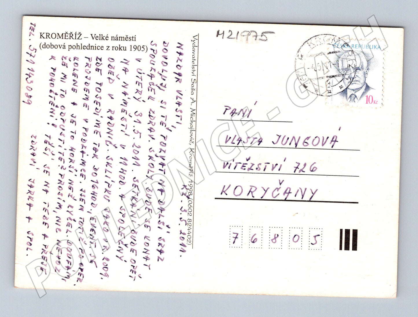 Pohlednice Kroměříž Velké náměstí 1998 (M21975)