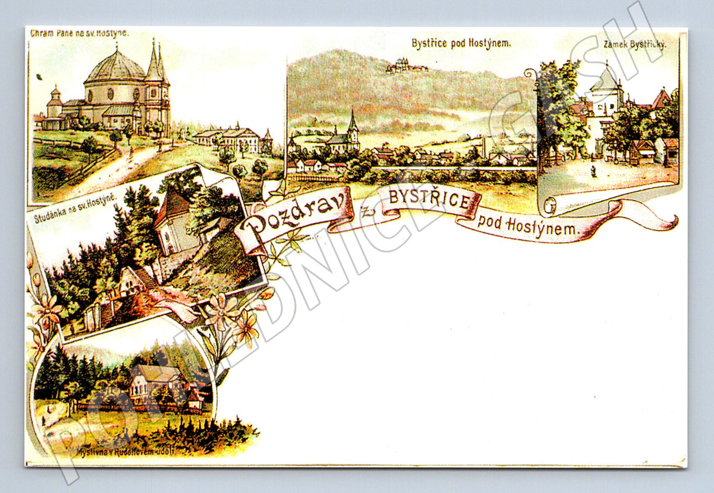 Pohlednice Bystřice pod Hostýnem více motivů (M21980)