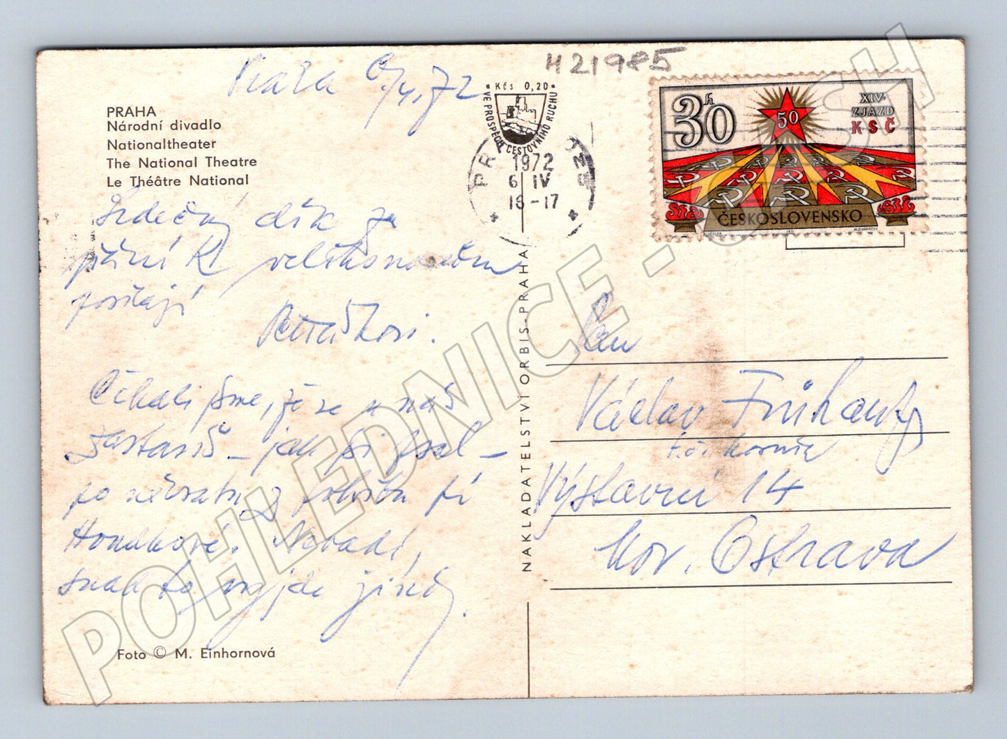 Pohlednice Praha Národní divadlo 1972 (M21985)