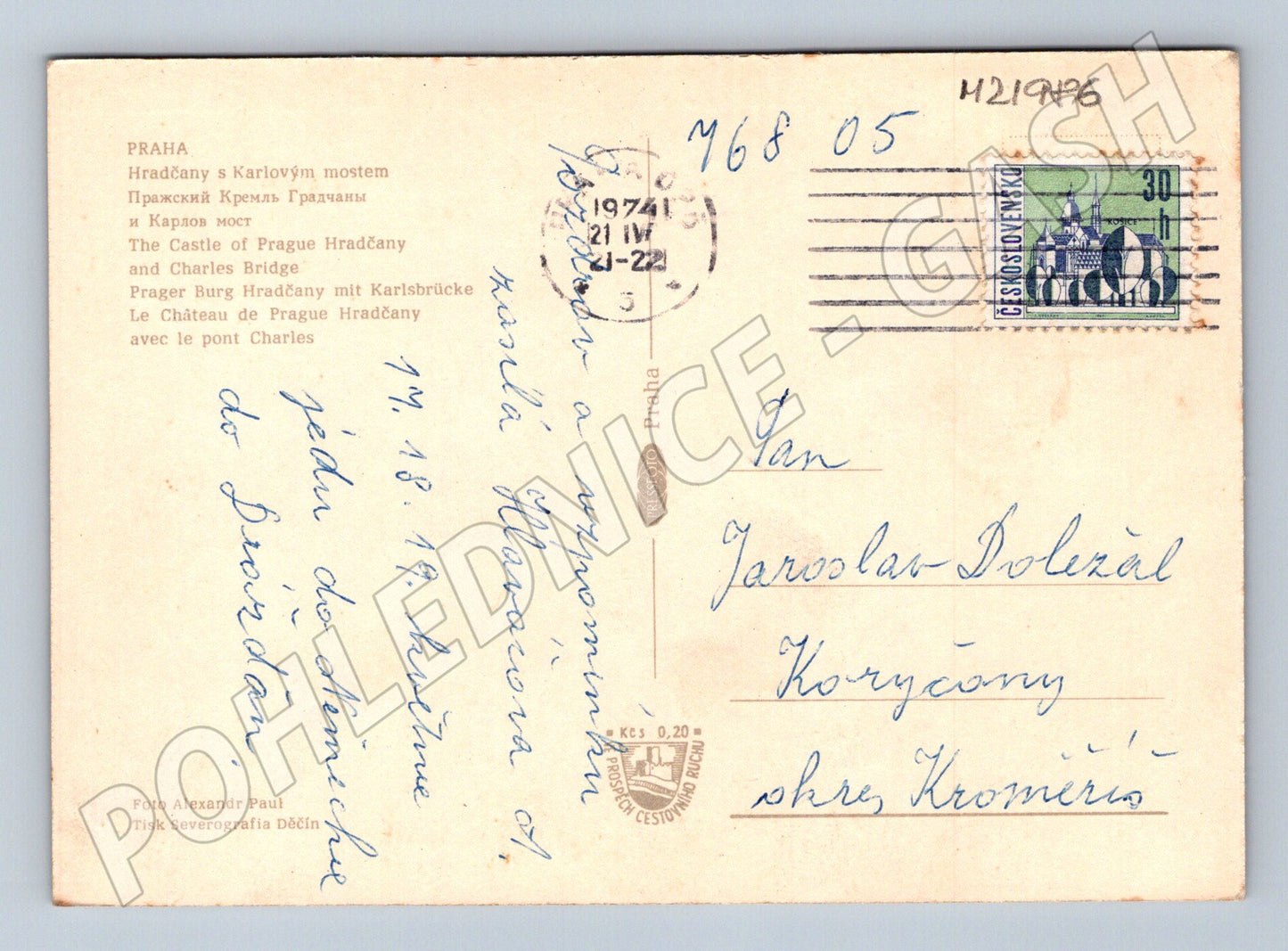 Pohlednice Praha Karlův most Hradčany 1974 (M21986)