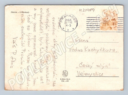 Pohlednice Praha Vyšehrad bazilika Vltava 1956 (M21989)