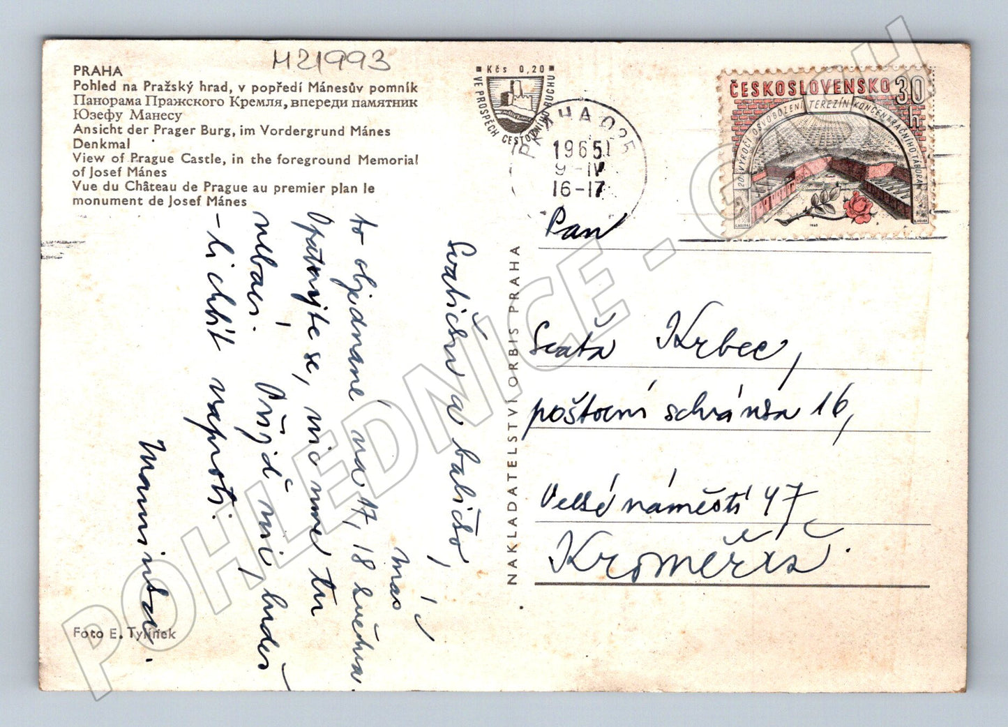Pohlednice Praha Pražský hrad Mánesův pomník 1965 (M21993)