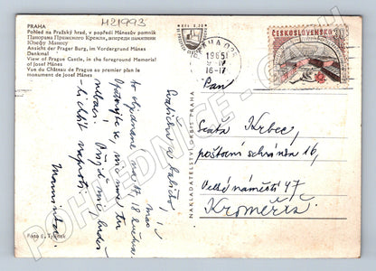 Pohlednice Praha Pražský hrad Mánesův pomník 1965 (M21993)