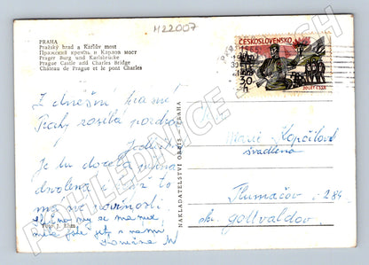 Pohlednice Praha Pražský hrad a Karlův most 1968 (M22007)