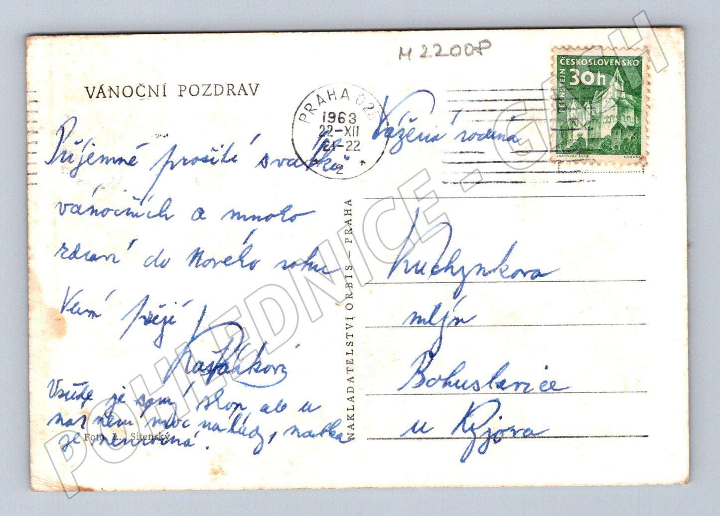 Pohlednice Praha Karlův most, Hrad v zimě 1963 (M22008)