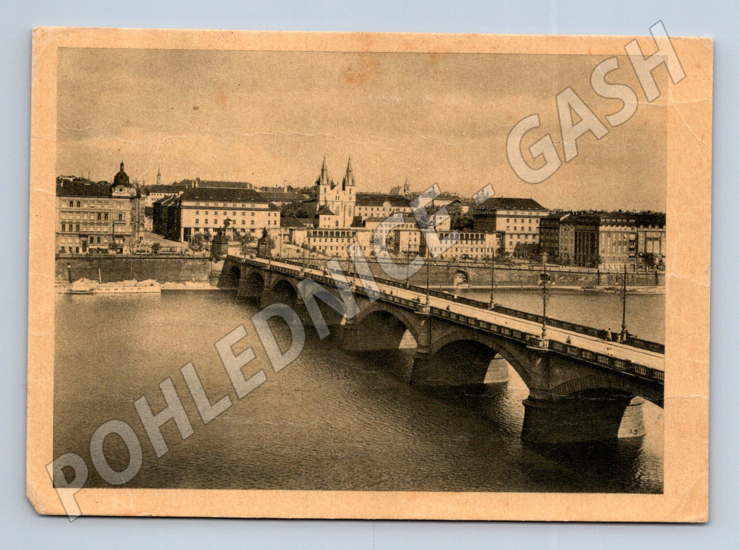 Pohlednice Praha Emauzský klášter most Vltava 1938 (M22009)
