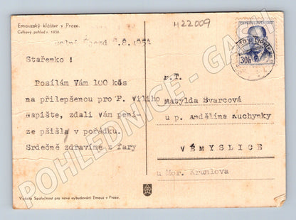 Pohlednice Praha Emauzský klášter most Vltava 1938 (M22009)