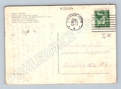 Pohlednice Praha Pražský hrad z Valdštejnské zahrady 1961 (M22014)