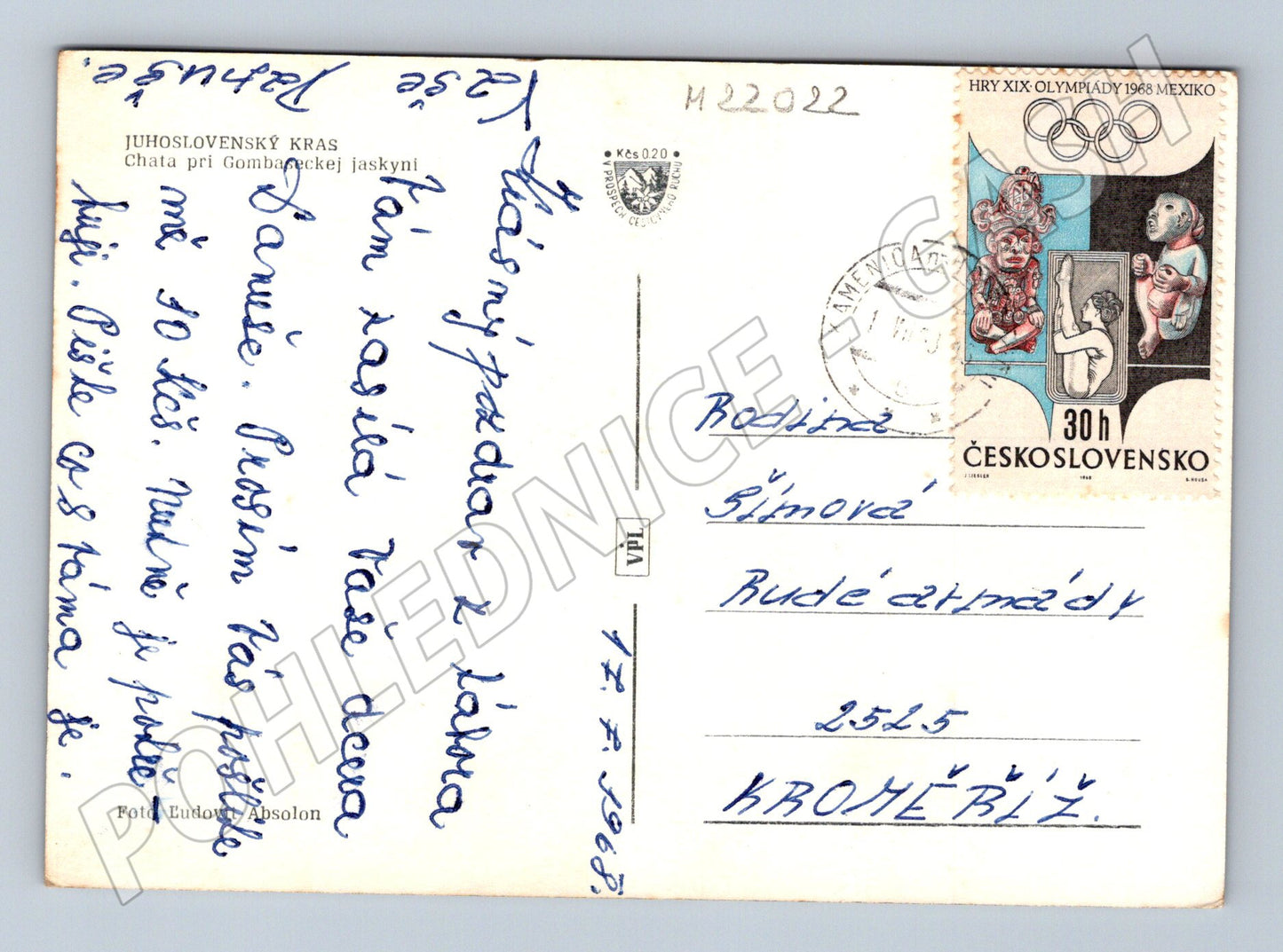 Pohlednice Slovensko Gombasecká jaskyňa chata 1968 (M22022)