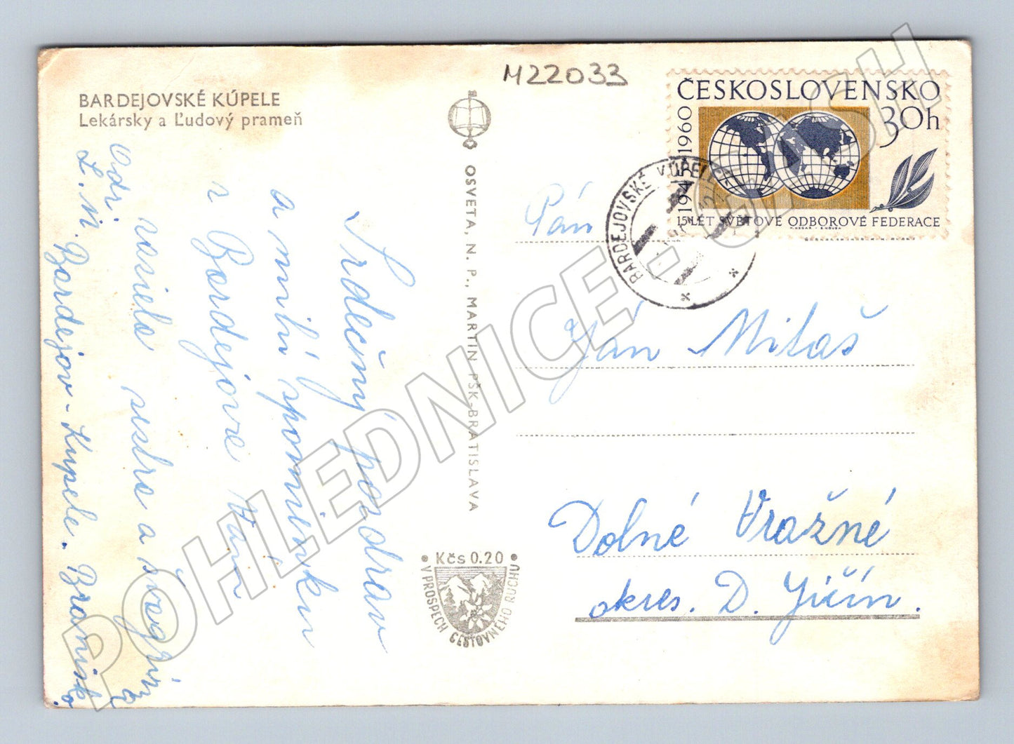 Pohlednice Slovensko Bardejovské Kúpele pavilony 1960 (M22033)