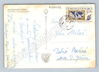Pohlednice Slovensko Bardejovské Kúpele pavilony 1960 (M22033)