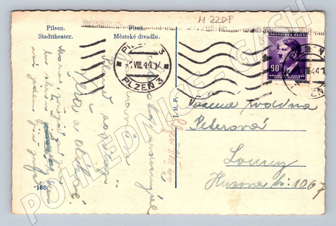 Pohlednice Plzeň Městské divadlo PP 1941 (M2208)