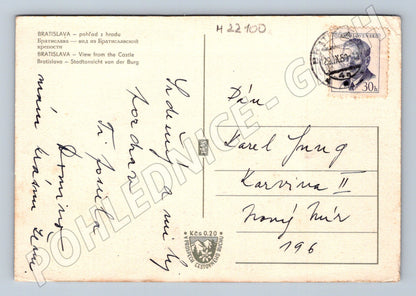 Pohlednice Slovensko Bratislava pohled z hradu 1959 (M22100)