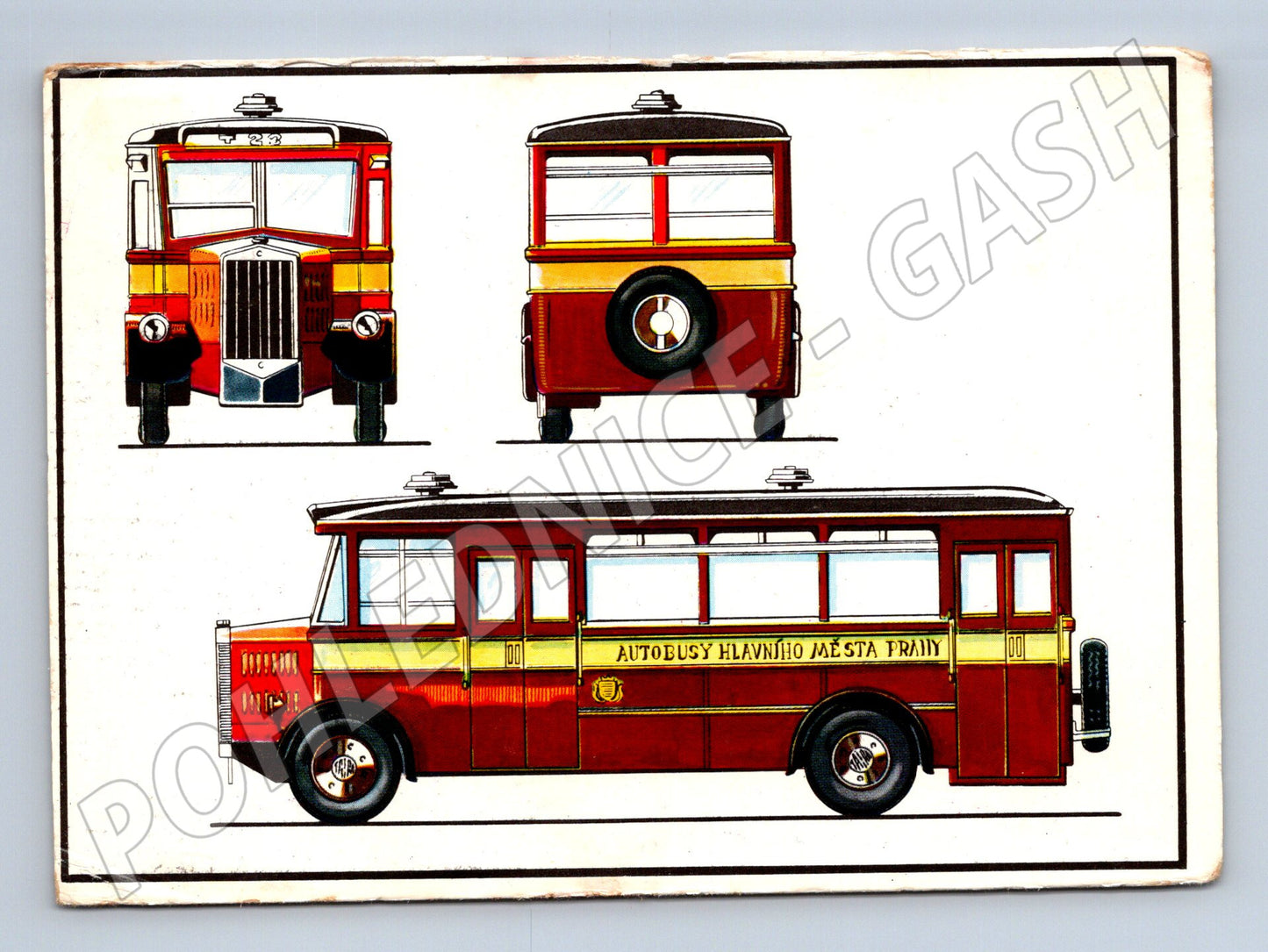 Pohlednice Praha autobus T 23 rok výroby 1929 1980s (M22102)