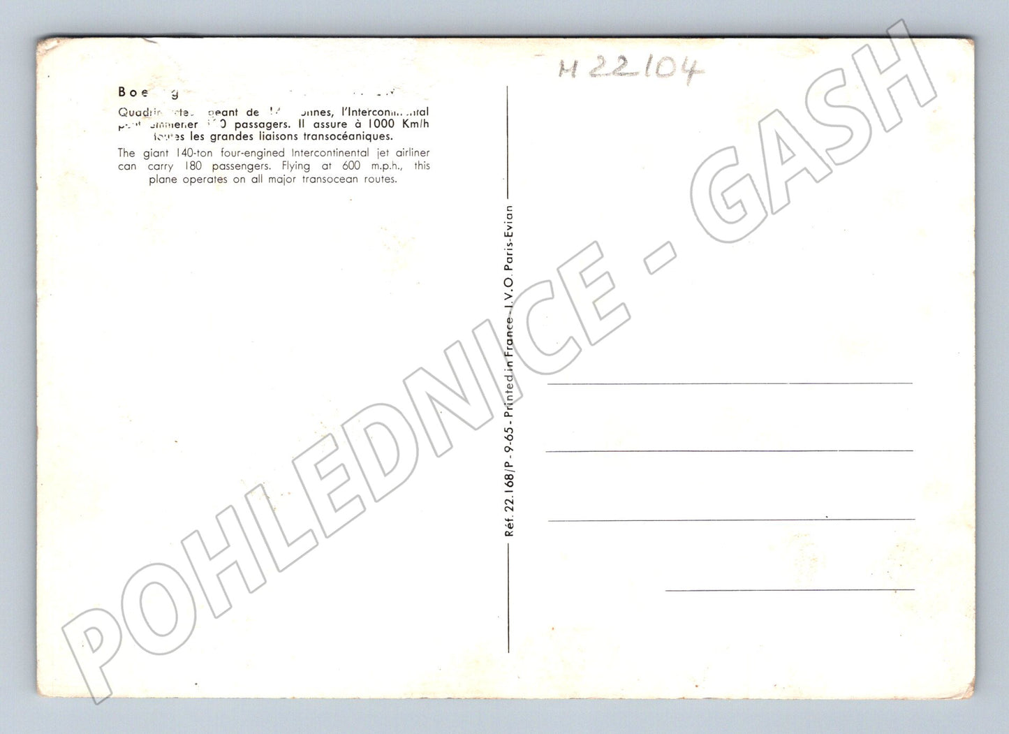 Pohlednice Francie Air France Boeing 1965 (M22104)