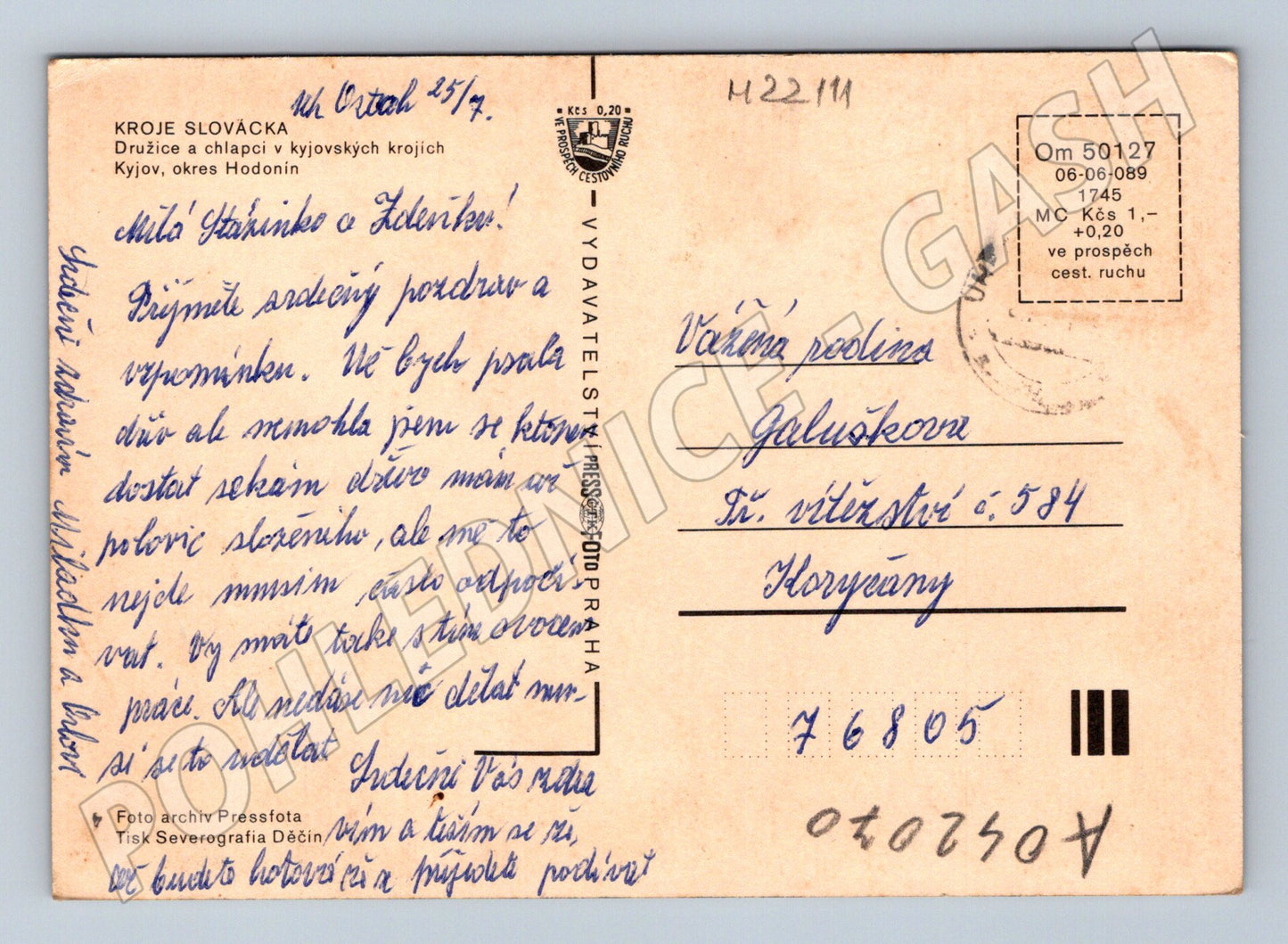 Pohlednice Slovácko Kyjov kroje 1966 (M22111)