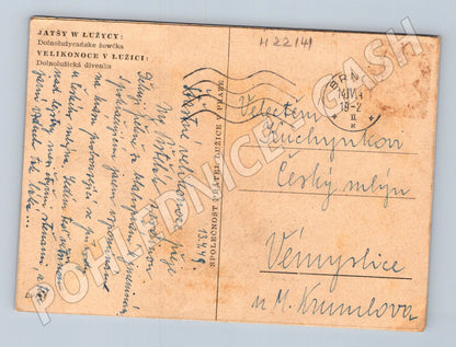 Pohlednice Lužice dívka v kroji Velikonoce 1919 (M22141)