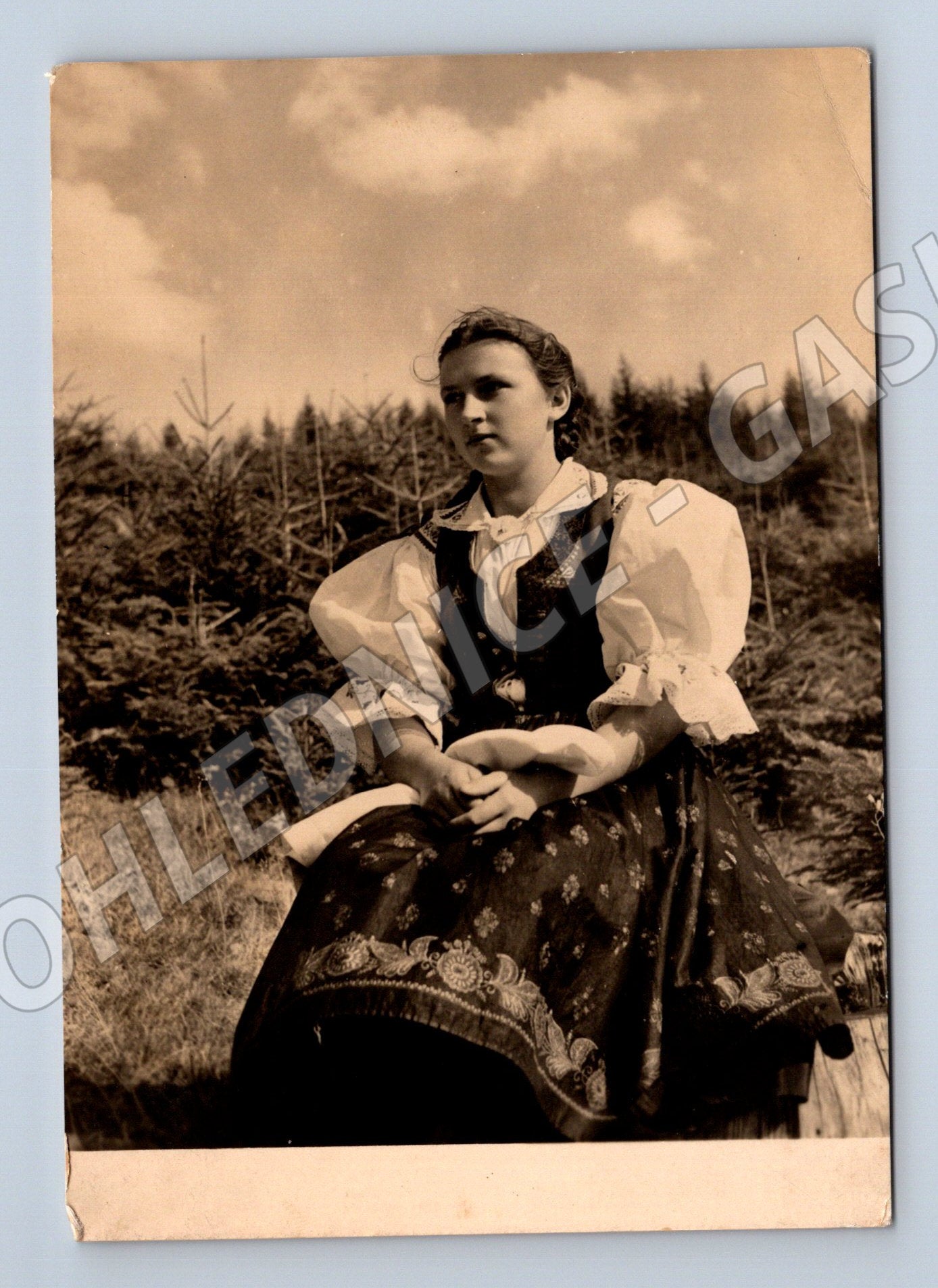 Pohlednice žena v kroji Valašské kroje 1948 (M22142)