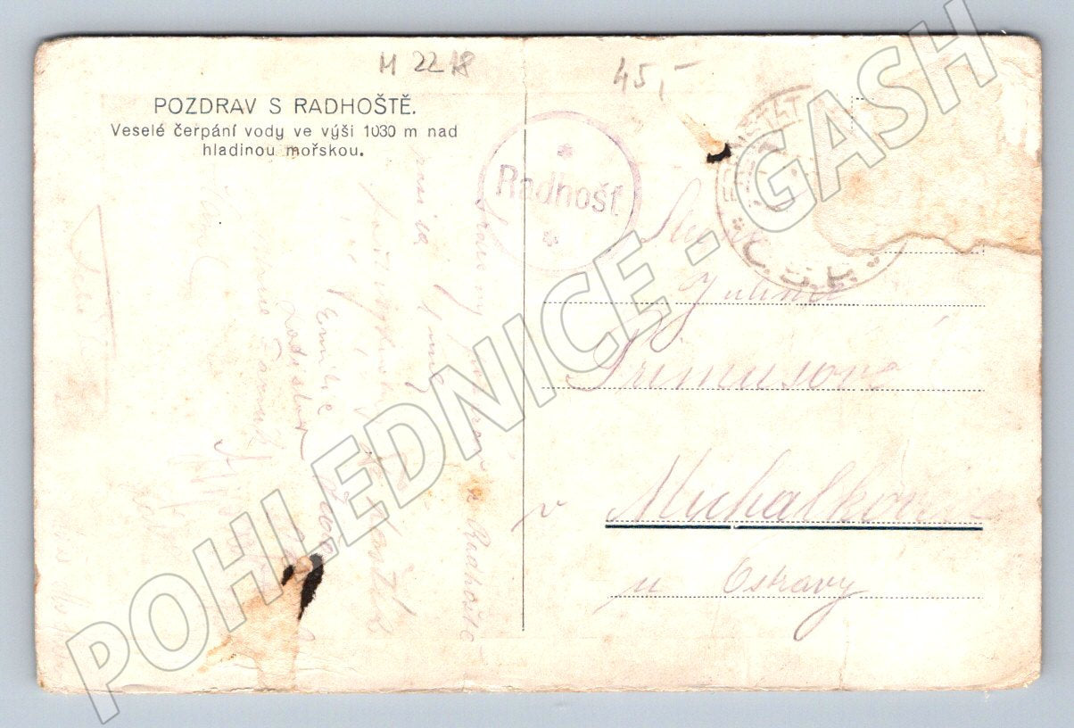 Pohlednice Pozdrav z Radhoště čerpání vody (M2218)